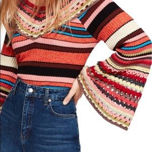 Free People rainbow cropped sweater size Small